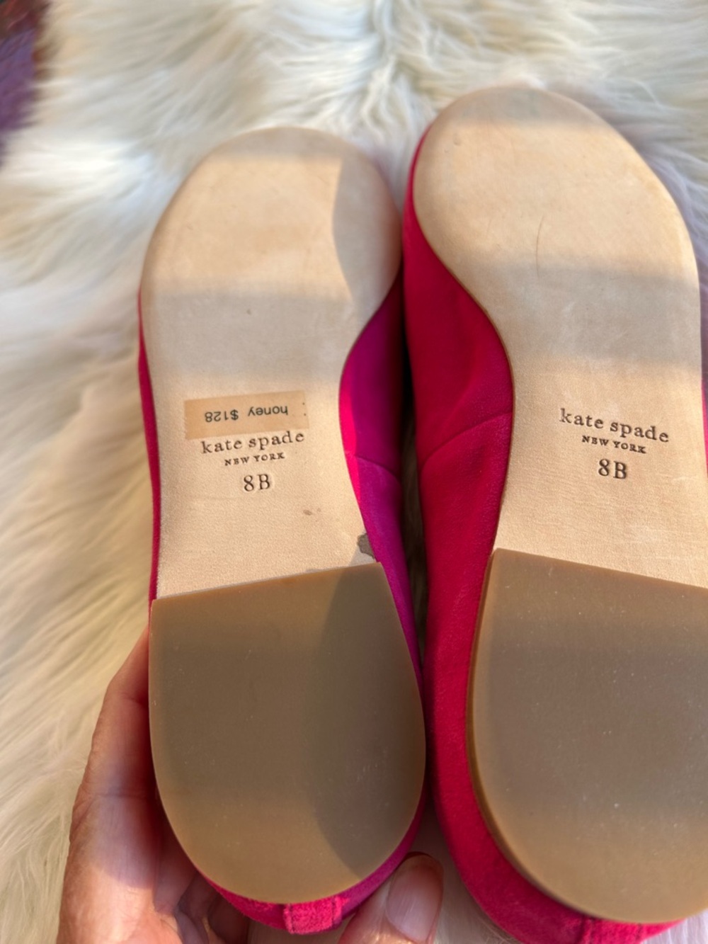 kate spade Hot Pink Suede Ballet Flats with Bow - Picture 7 of 8